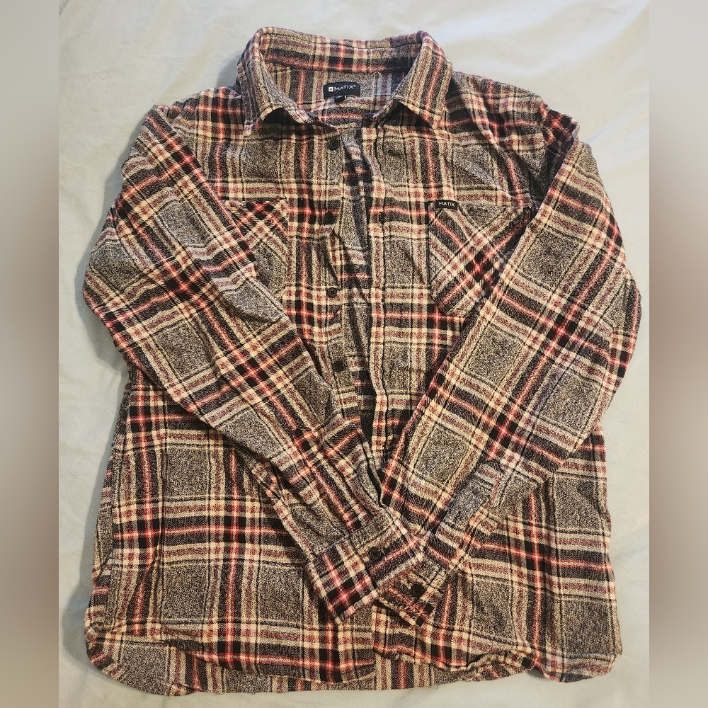 Black and Red Plaid Button-Up Flannel